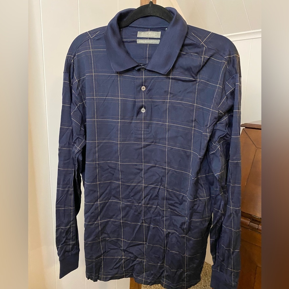 Daniel Cremieux Signature Label Window Pane Long Sleeve Polo Shirt